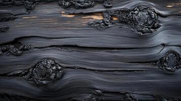 Burned and Charred Wooden Surface with Knots photo