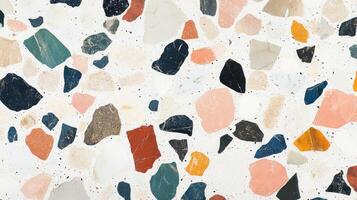 White Background with Multicolored Irregularly Shaped Stone Pattern photo