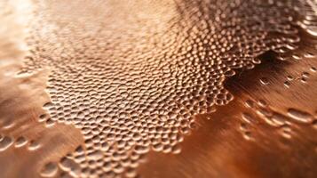 Close-up of a Copper Surface with a Pattern of Small, Round Indents photo