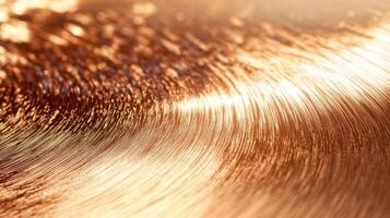 Close-up of a Metallic Surface with Curving Lines and Warm Lighting photo