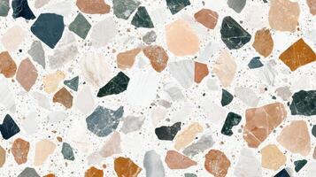 Abstract Terrazzo Tile Pattern with Irregularly Shaped Chips photo