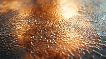 Close-up of a Textured Metallic Surface with Golden Hues photo