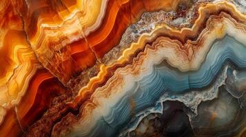 Close-up of a Multicolored Agate Stone with Intricate Banding Patterns photo