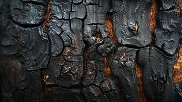 Charred Tree Bark Texture with Visible Grain photo