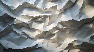 Abstract Crinkled White Paper Texture with Shadows photo