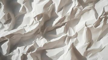 Abstract Texture of Crumpled White Paper with Shadows photo