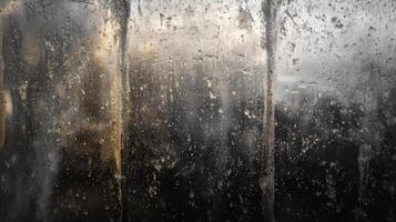 A Close-Up of a Dirty and Dusty Window with Streaks of Light photo