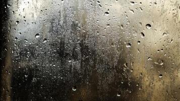Raindrops on a Windowpane with a Dark and Moody Background photo