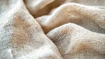 Close-up Texture of Crumpled Brown Burlap Fabric photo