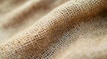 Close-up of a Brown Burlap Fabric Texture photo