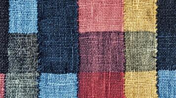Multicolored Woven Fabric Patchwork with Textured Surface photo