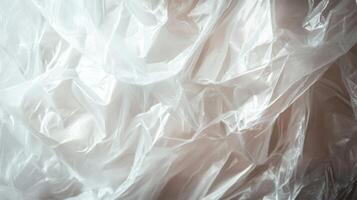 Abstract Texture of Crinkled Transparent Plastic Sheeting photo