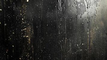 Black Surface with Water Droplets and Gold Flecks photo