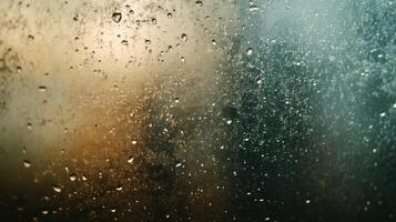 Raindrops on a Window with a Blurry Background photo