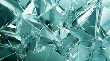 Close-up of Shattered Glass with Turquoise Tints photo