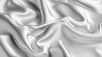 Draped White Satin Fabric with Soft Folds and Wrinkles photo