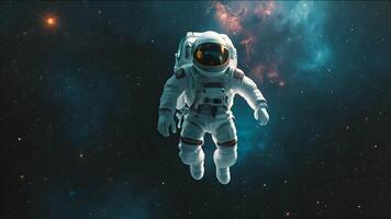 An astronaut explores the depths of the cosmos, weightless and alone, surrounded by a breathtaking panorama of stars and galaxies. video