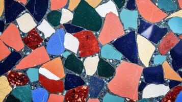 Abstract Mosaic Pattern of Irregularly Shaped Tiles in Various Colors photo