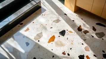 Terrazzo Floor with Light and Shadow Patterns photo