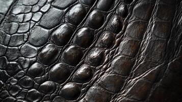 Close-up Texture of Dark Brown Alligator Leather photo