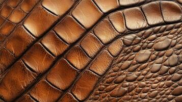Close-up Texture of Brown Leather with Alligator and Snake Skin Patterns photo