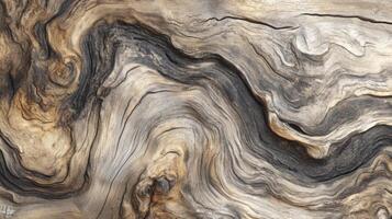 Closeup of Swirling Wood Grain Patterns in an Old Tree Trunk photo