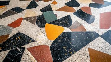 Abstract Geometric Pattern of Colorful Terrazzo Tiles photo