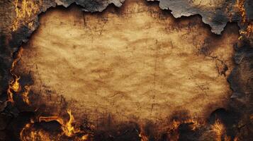 A Scorched Paper Background with a Burning Edge photo