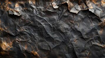 Crumpled and Stained Black Paper Texture photo