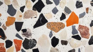 Close-up of a Terrazzo Surface with Irregularly Shaped Stones photo