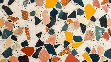 Abstract Pattern of Irregularly Shaped Multicolored Stone Pieces photo