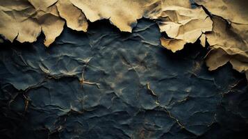 Burned and Crumpled Paper Texture with Golden Edges photo