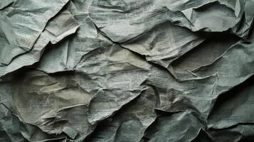 Crumpled Newspaper Texture with Unreadable Text photo