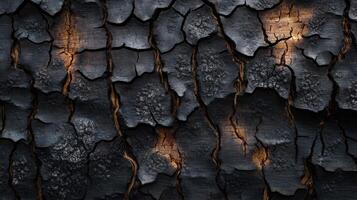 Burned Tree Bark Texture with Cracked Surface photo