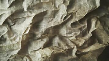 Crumpled Newspaper with Indecipherable Text photo