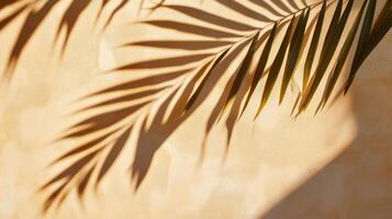 Palm Leaf Shadow Cast on Tan Wall photo