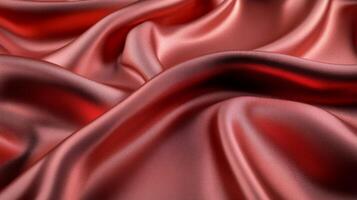 Smooth Red Satin Fabric Draped in Gentle Waves photo