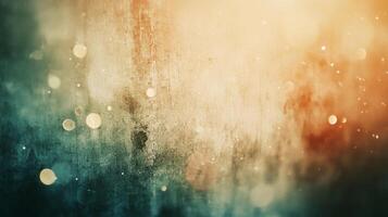 Abstract Grunge Background with Bokeh Lights and a Teal to Orange Gradient photo