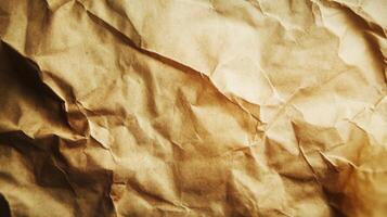 Close-up of Crumpled Brown Paper Texture photo