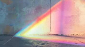 A Rainbow Projection on a Concrete Wall and Floor photo