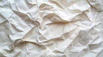 Crumpled White Paper Texture with Creases and Folds photo
