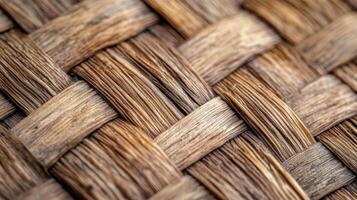Close-up of Interwoven Brown Wicker Texture photo
