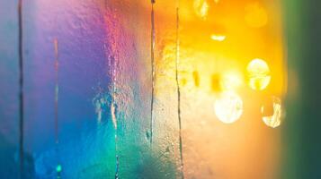 Abstract Colorful Bokeh Through Water Droplets photo