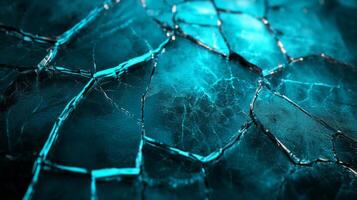 A close-up of cracked blue ice with intricate patterns photo