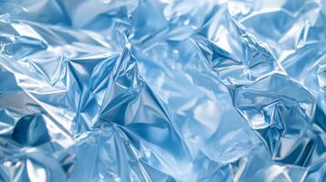 Abstract Blue Shiny Wrinkled Foil Texture photo