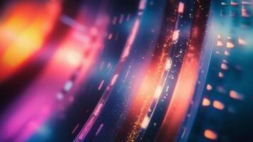 Abstract Close-up of a Shiny Surface with Red and Blue Lighting photo