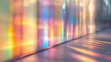 Holographic Glass Panels Reflecting Light photo