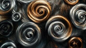 Abstract swirling pattern of gold and silver strands photo
