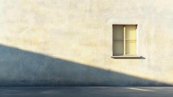 A Single Window in a Pale Wall with a Diagonal Shadow photo