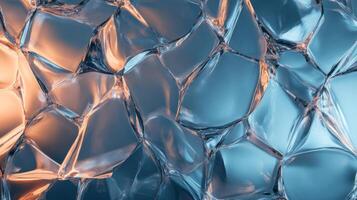 Abstract Pattern of Cracked and Shattered Glass with Glowing Edges photo